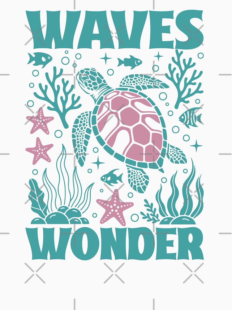 Waves Wonder Sea Turtle Ocean Design - Marine Life Aesthetic Underwater Art by KymeraStudio25