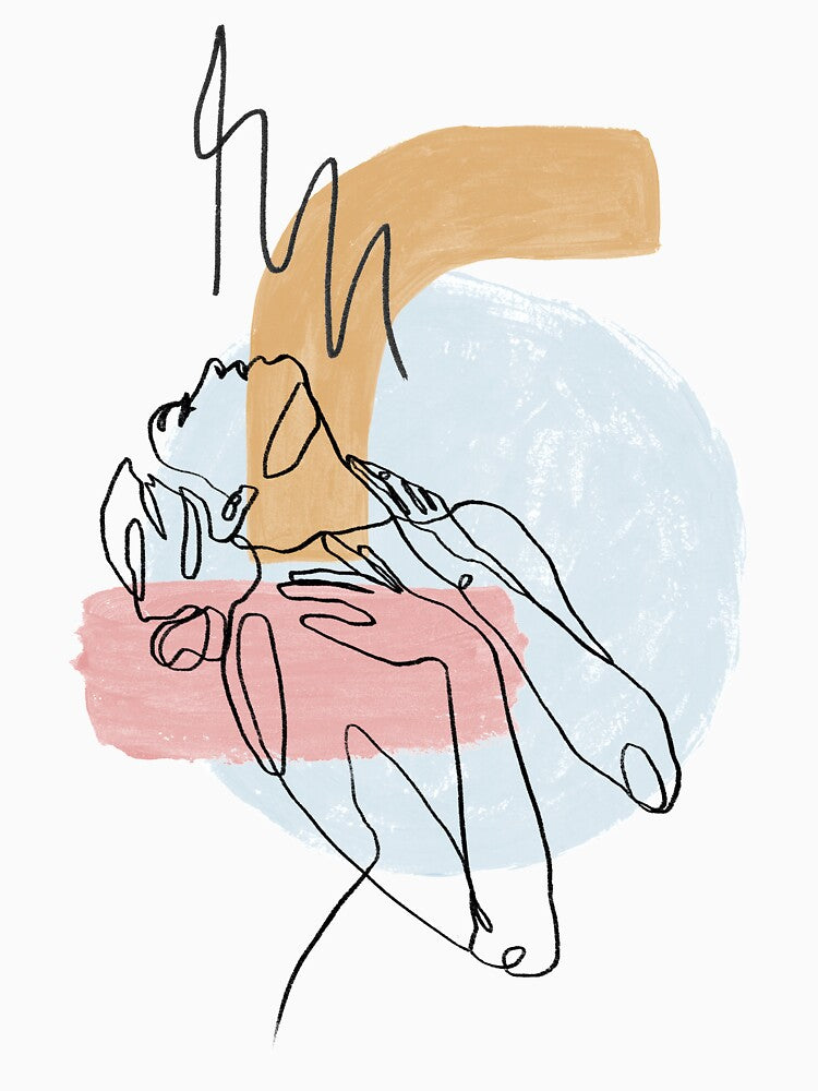 Woman Looking Up, Line Art, Line Drawing, One Line, Female Figure by Krystian Paradowski