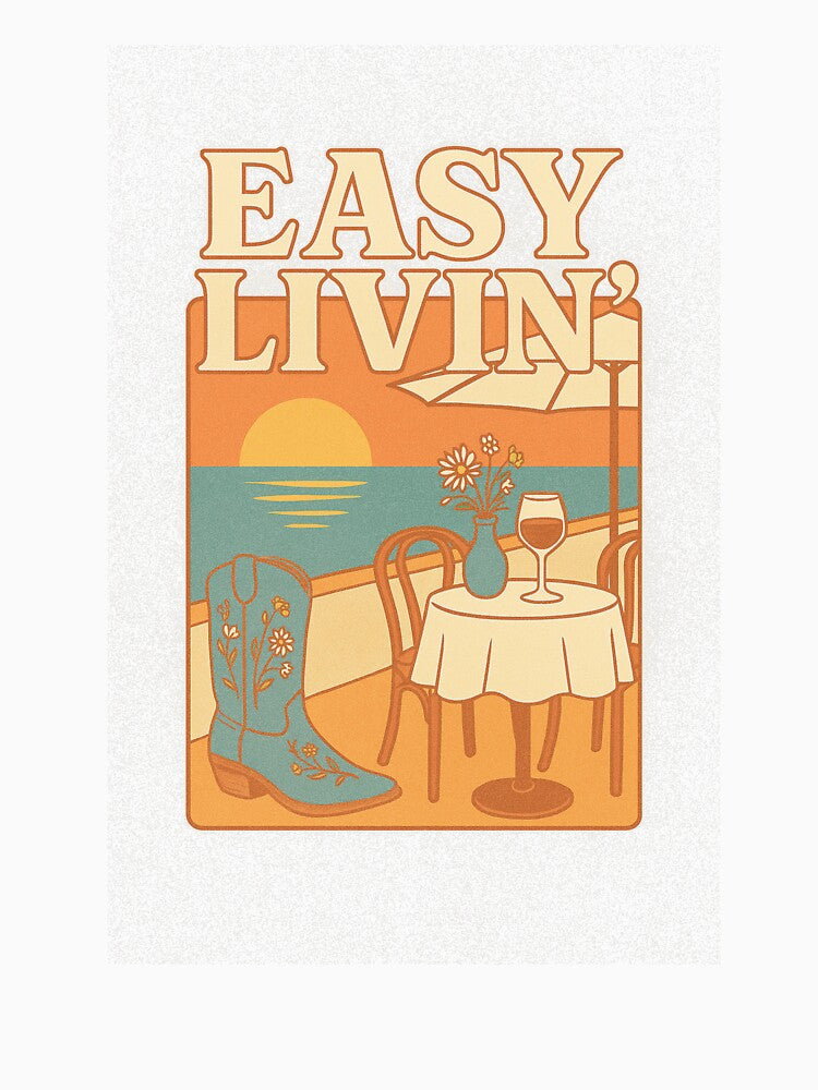 Easy Livin' – Western Sunset Vibes Vintage Graphic by SunCoThreads