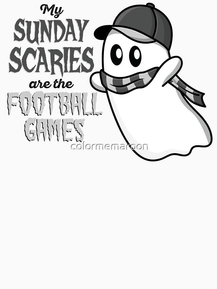 Greyscale Halloween Ghost Sunday Scaries Football by colormemaroon