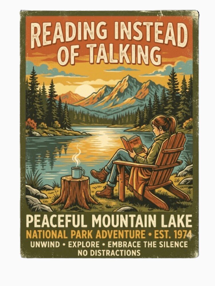 Reading Instead of Talking Vintage National Park Travel Poster by urbinet