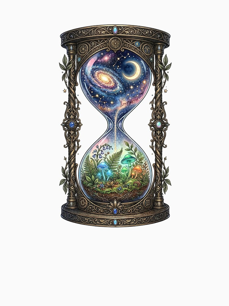Celestial Galaxy Hourglass Glowing Mushroom Terrarium by Ortsas