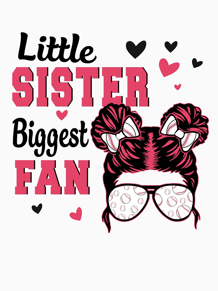 Kids Little Sister Biggest Fan Baseball Messy Bun Sunglasses by EhcarlTond