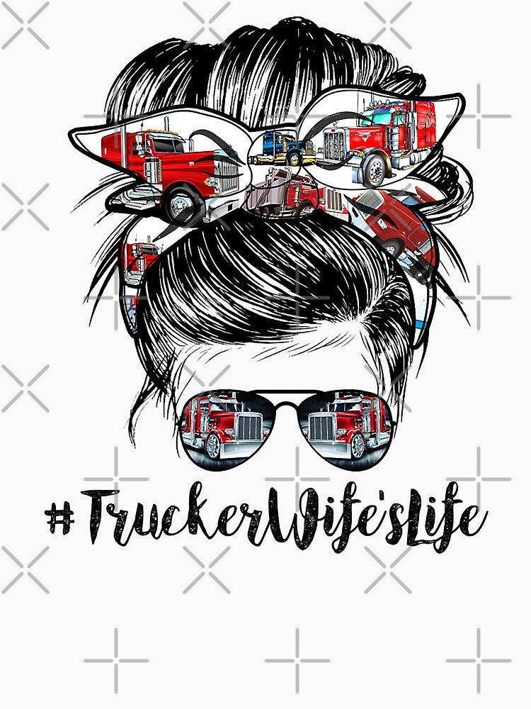 Trucker Wife's Life Messy Bun Hair Bandana And Sunglasses by GardNewerd