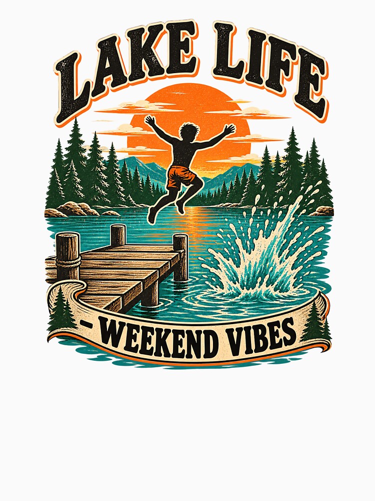Lake Life Weekend Vibes Retro Summer Camp Jump by urbinet