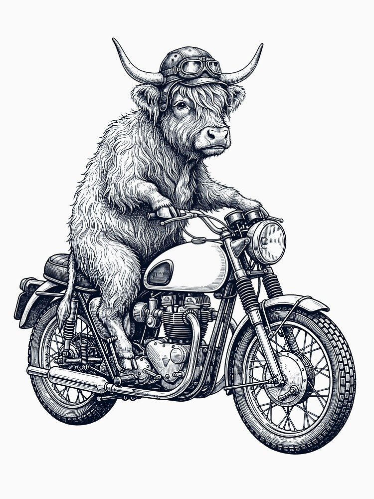 Funny Highland Cow Motorcycle Motorbike Animal Lover by dian-rody-crest