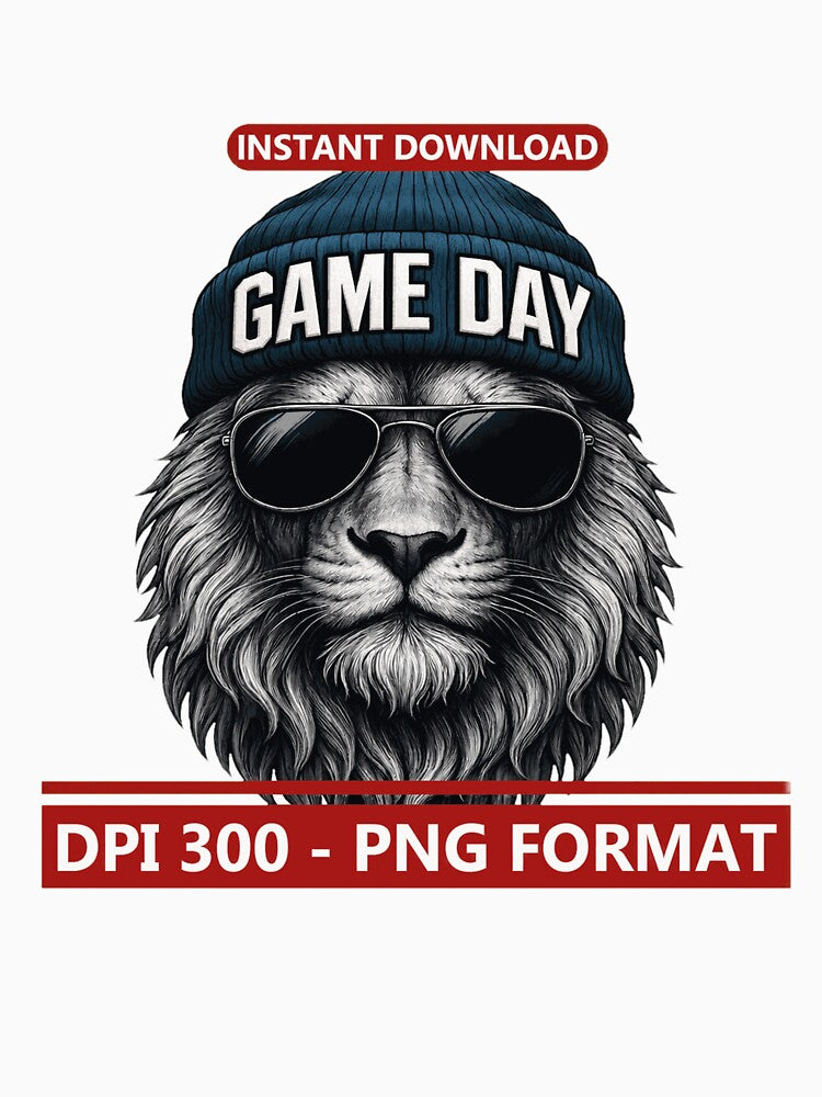 Cool Lion Game Day Beanie Sunglasses Art by AndrewJac21264