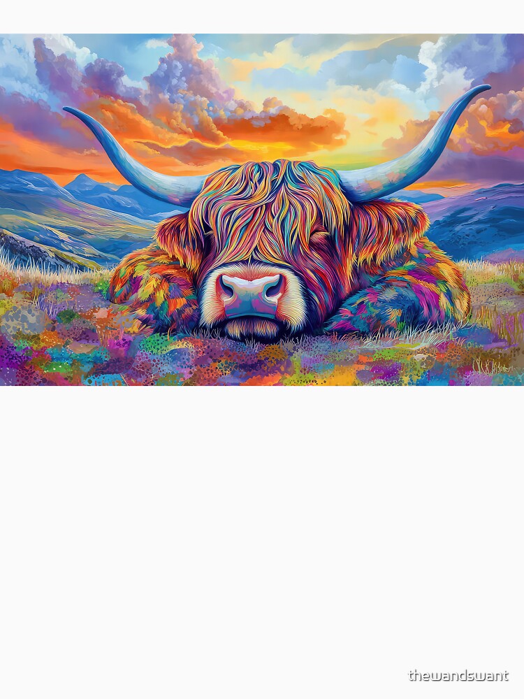 Colourful Highland Cow by thewandswant