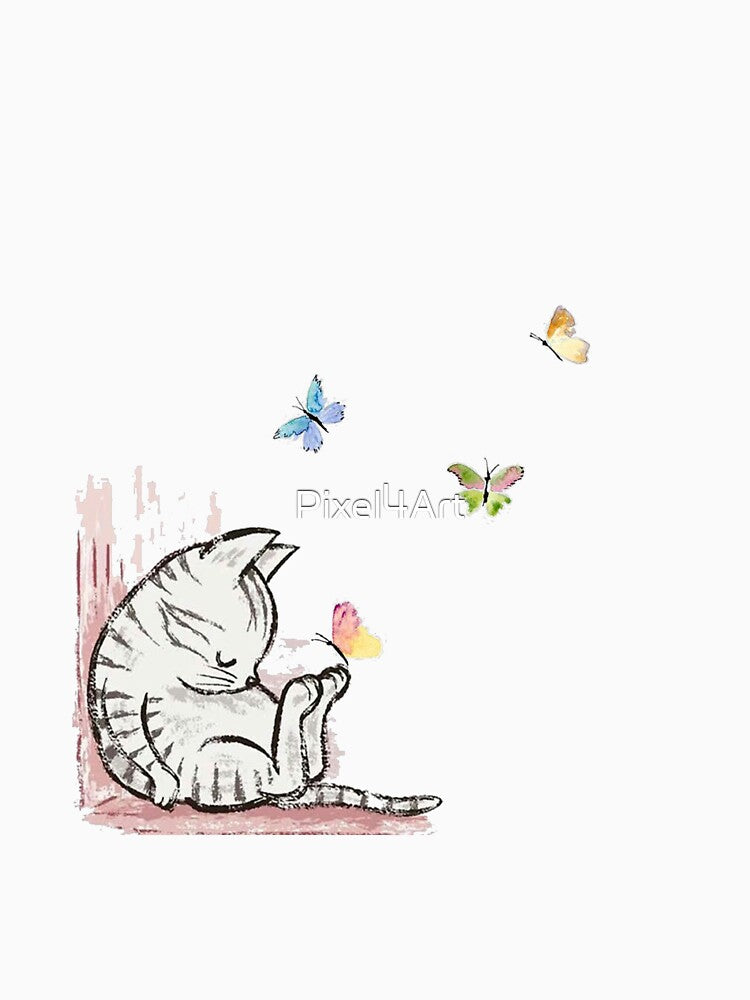 Lovely Cat Sleep with Butterfly by Pixel4Art