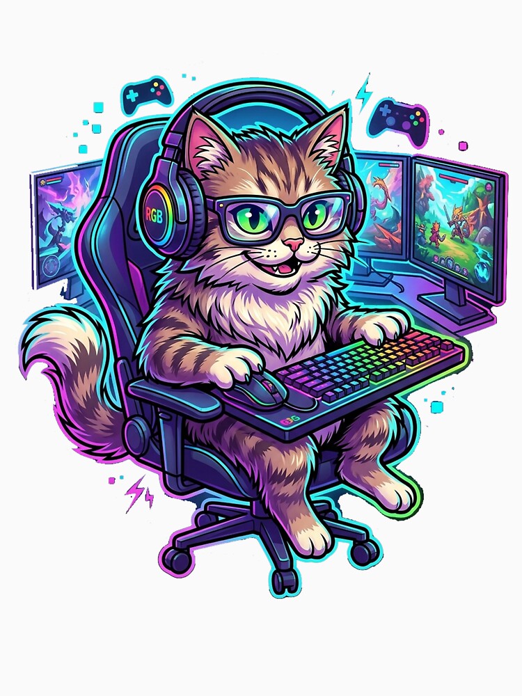 Gamer Cat Video Games Boys Teen Men Girls Funny Gaming by ZANNIX