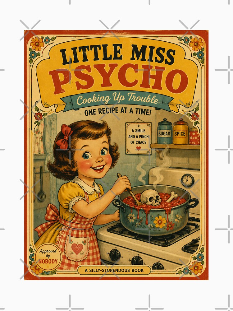 Little Miss Psycho Cooking Up Trouble | Vintage Dark Humor Book Cover by Mediagraphic
