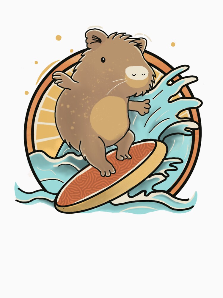 Cute Capybara Surfing at the Beach by EclipseThreads