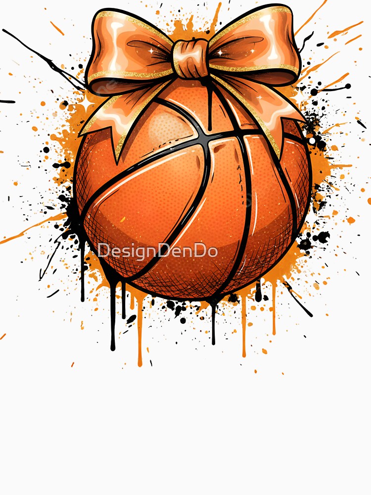 Basketball, Basketball Game Day, Coquette Basketball Bow, Basketball Mom Design, Basketball, Game Day Splatter by DesignDenDo ⭐⭐⭐⭐⭐