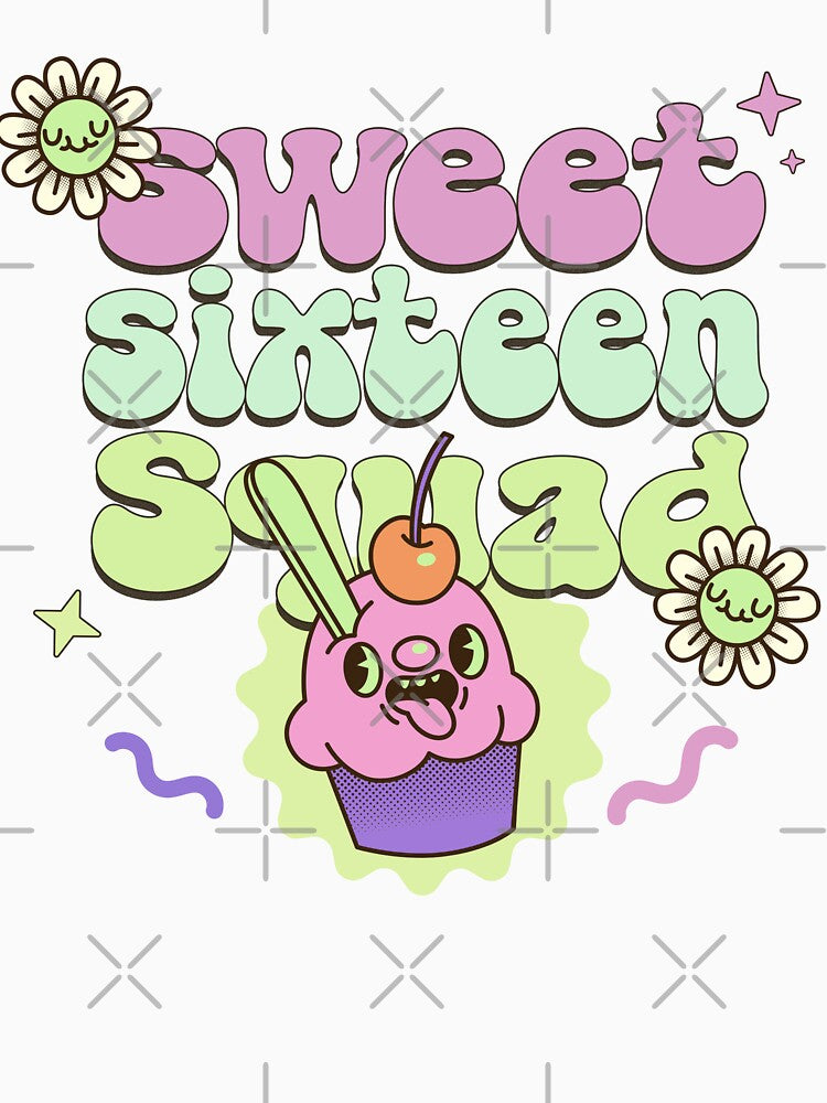Sweet Sixteen Squaad Happy Beautiful Sweet Cute CupCake 16th Birthday Girl Crew Party by DjenShop