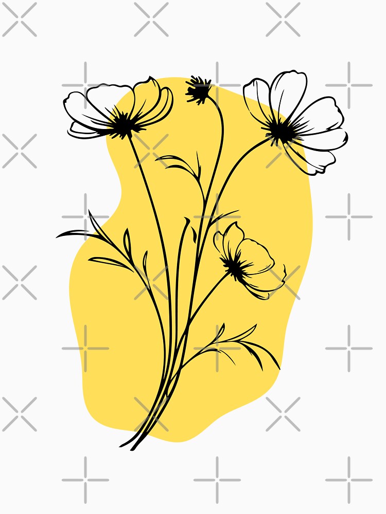 Yellow Minimalist Flowers Design by CreativeCanvas8