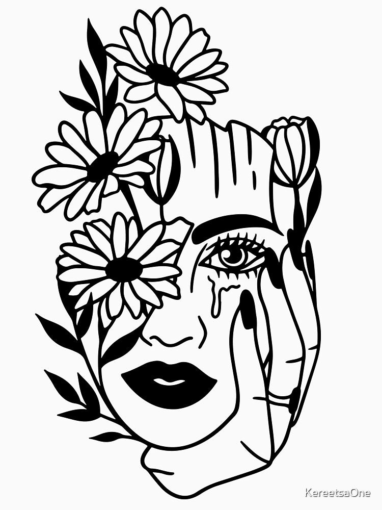 Woman Face Line Art by KereetsaOne