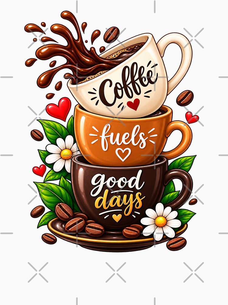 Coffee Fuels Good Days – Cute Coffee Lover Illustration by Akseries