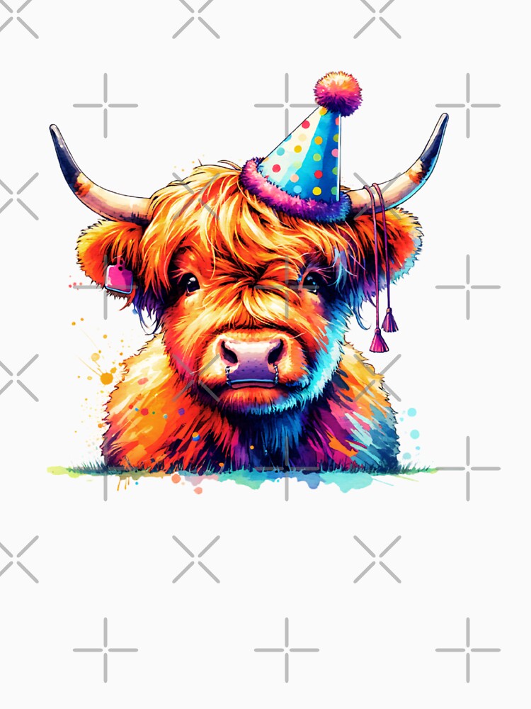 Watercolor Scottish Highland Cow Birthday by TheAnimalZ00