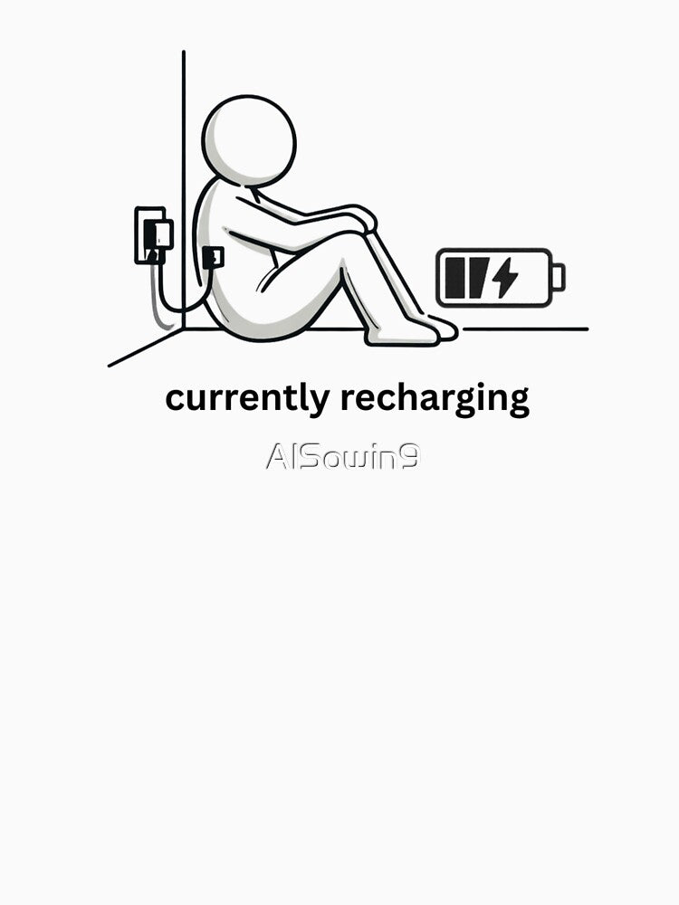 Currently Recharging – Social Battery Humor Minimalist Design by AlSowin9