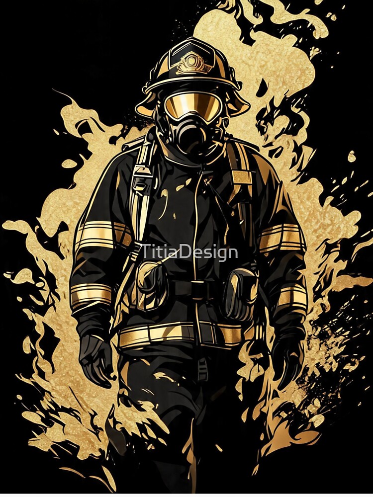 Firefighter in Black & Gold |2/ Courage Forged by Fire by TitiaDesign