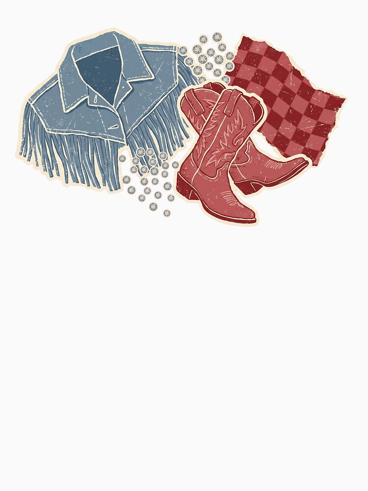 Americana Sleaze Denim Rhinestone Collage Art by Ninjacatoff
