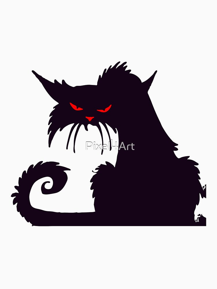 Scary Black Cat with Red Eyes by Pixel4Art