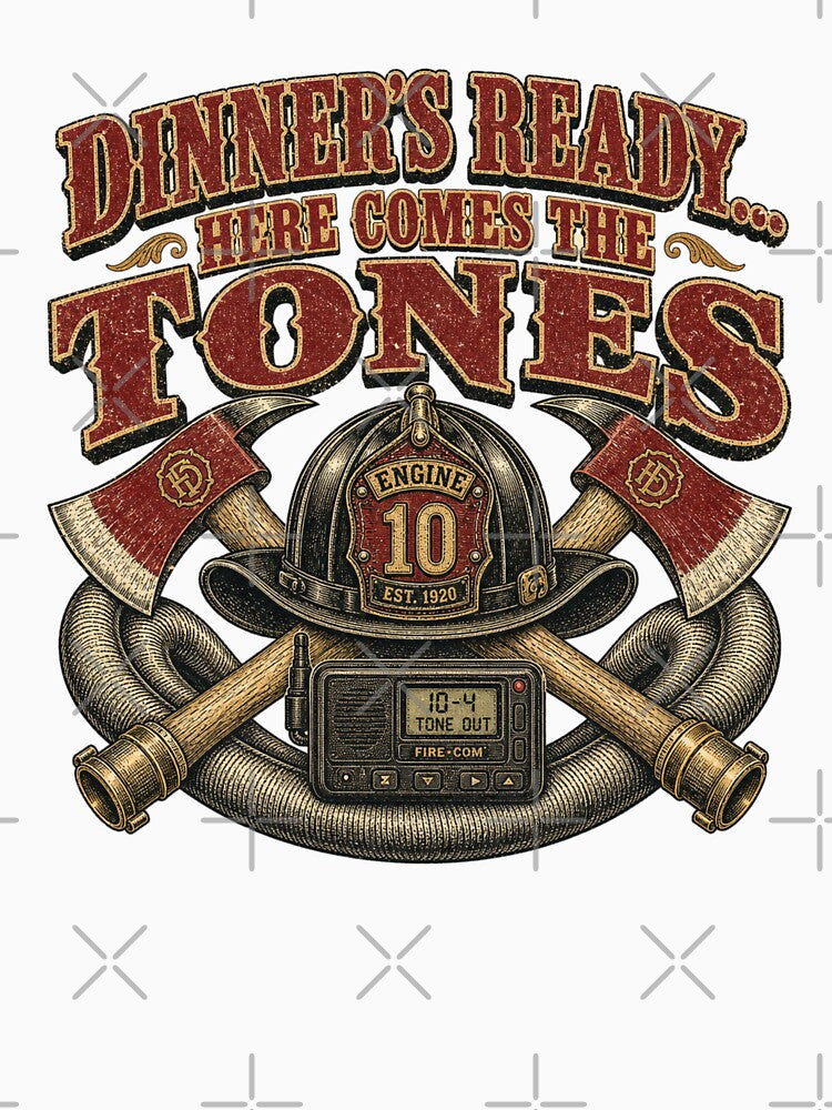 Dinner's Ready... Here Comes the Tones Firefighter by freshwear design