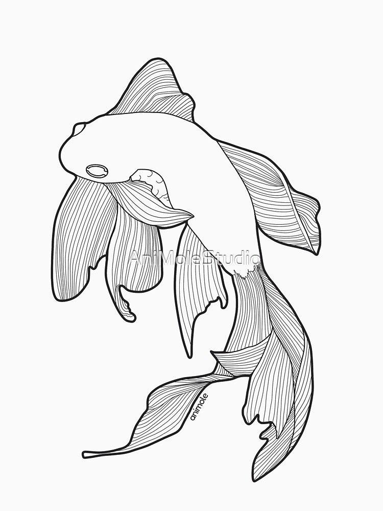 Minimalist Koi Fish Line Art by AniMoleStudio