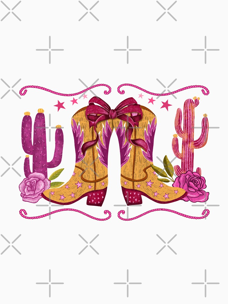 Cowgirl boots with Pink Cacti by pinkyfish1010