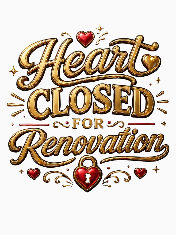 Heart Closed for Renovation, Funny Breakup Quote Shirt, Self Love Healing Typography by JagrDesigns