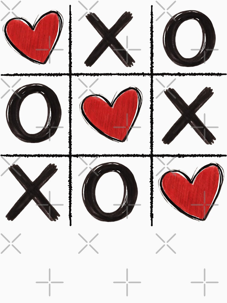 Valentine Tic Tac Toe Valentines Day Retro Heart Game by Starry Night Creative Art