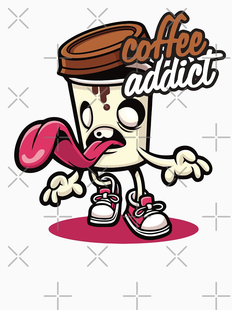 Adorable Coffee Addict Cartoon Character by StickerAndLove