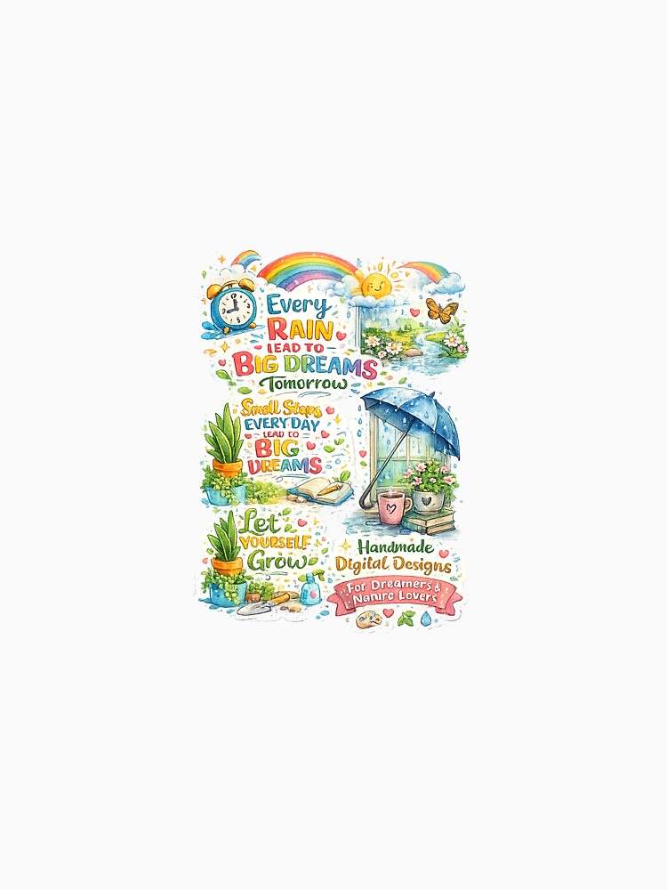 Handmade Digital Sticker Collection | Motivational & Nature Stickers Bundle | Cute Aesthetic PNG Designs by Ishratparween11