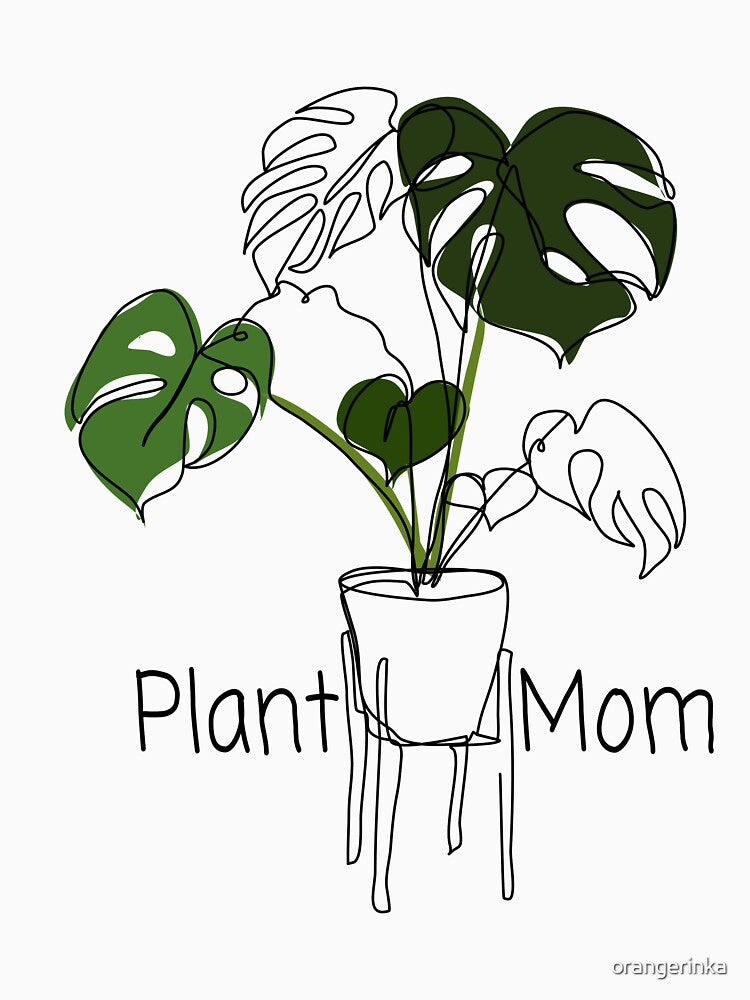 Plant Mom line art on light green by orangerinka