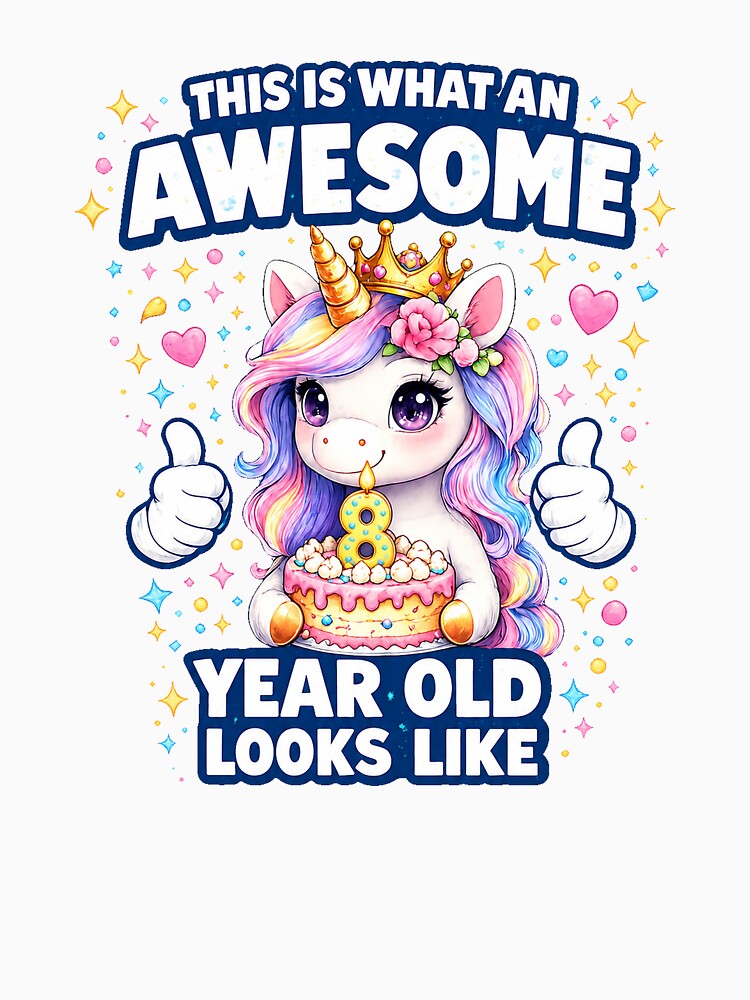 Cute Birthday Girl Unicorn 8 Year Old Looks Like by QuiteOrbit