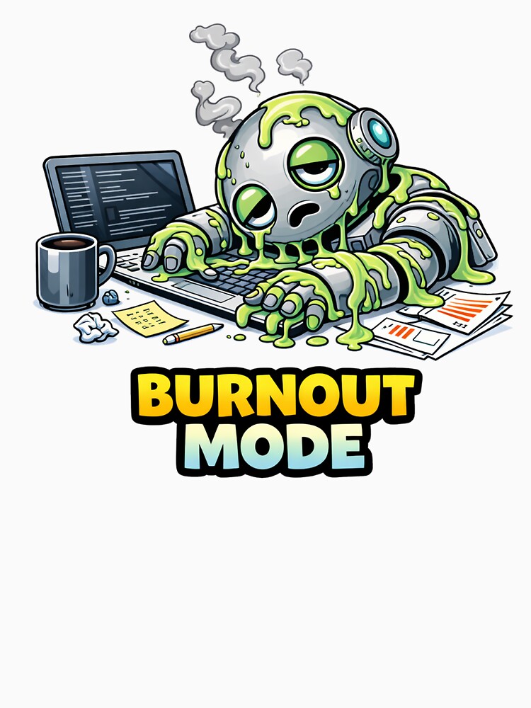 Burnout Mode Funny Exhausted Robot Work Meme by the-dovlat