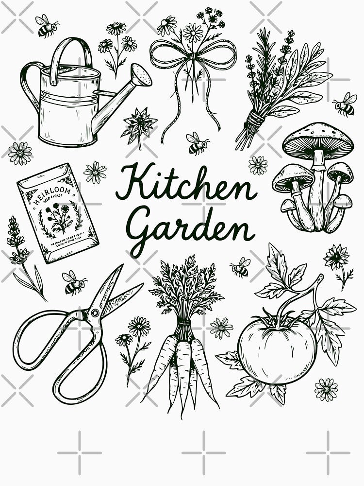 Kitchen Garden Herbs Botanical by TeeVerse27