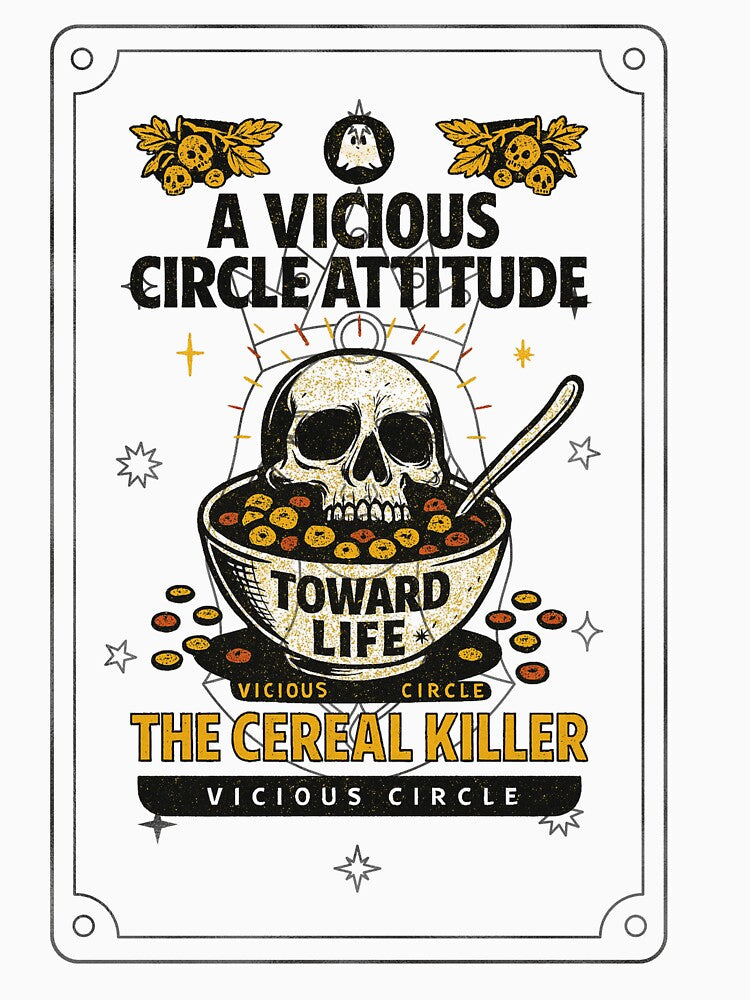 Cereal Killer –Breakfast Goth – Retro Skull - VICIOUS CIRCLE Breakfast Classic T-Shirt by inkfluenceart