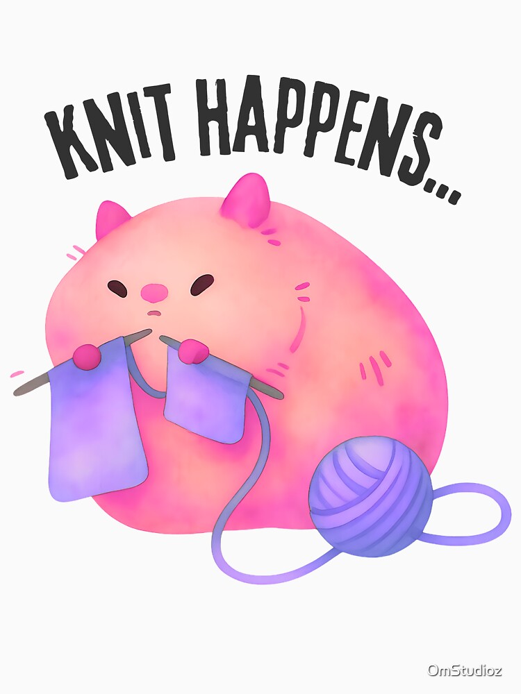 kawaii cat knitting by OmStudioz