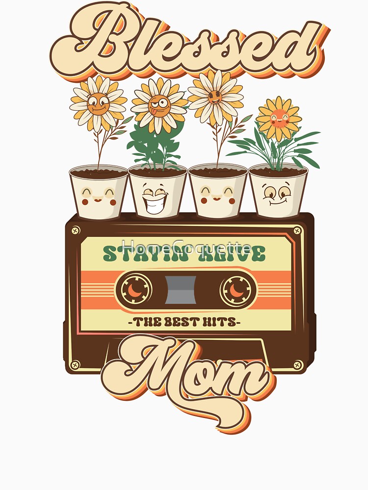 Mothers day plant  lover groovy cassette Blessed mom by HomeCoquette