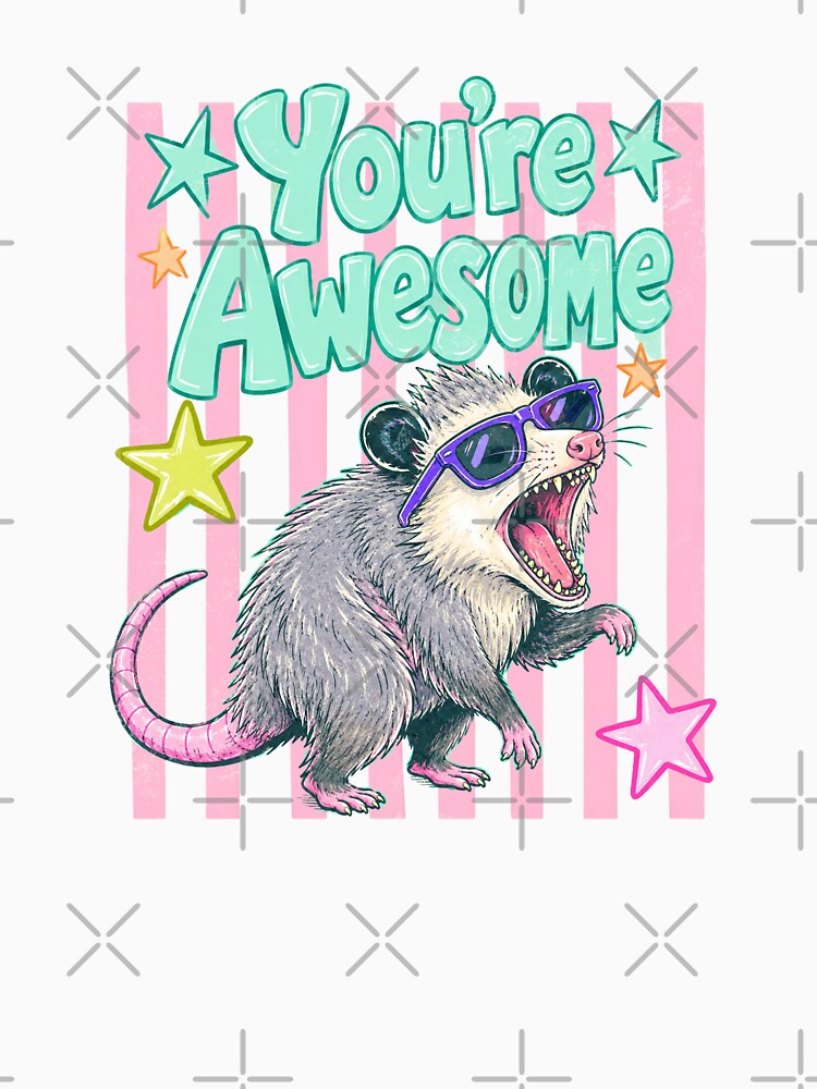Cool Screaming Opossum You're Awesome Retro Aesthetic by Polarisofficial