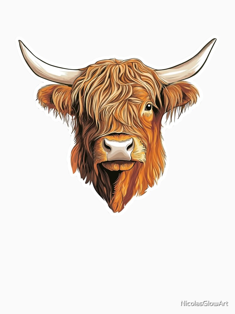 Hairy Highland Cow by NicolasGlowArt