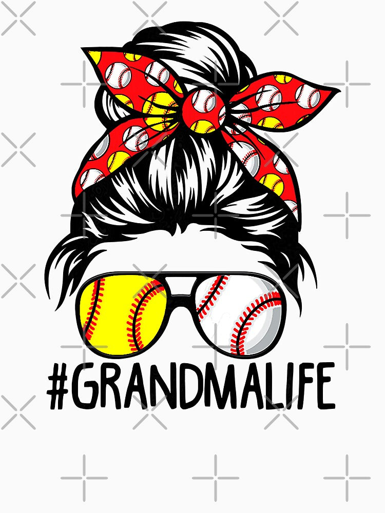 Baseball Softball Grandma Life Dy Messy Bun Mother's Day by MichelSorour