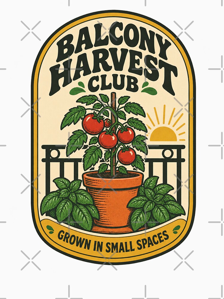 Balcony Harvest Club — Grown in Small Spaces Gardening T-Shirt by Tininai