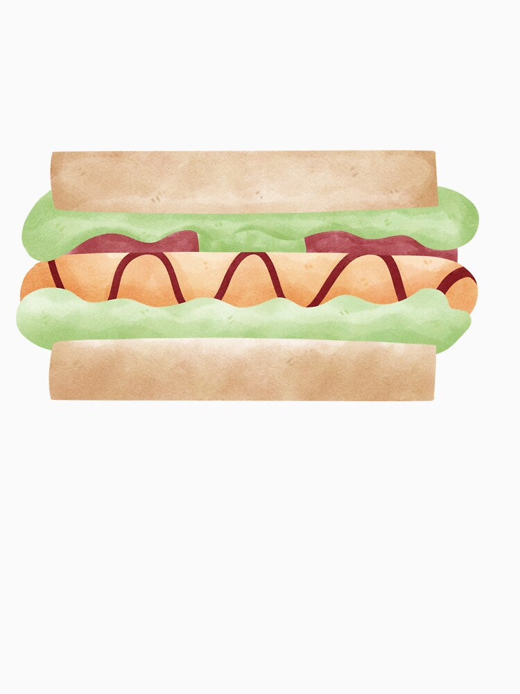 Cute Sandwich Hot Dog Illustration - Fun Food Art Design by inelistudio