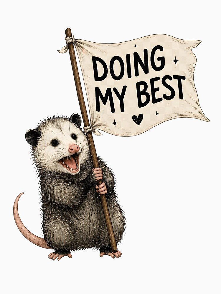 Doing My Best Opossum – Funny Motivational Animal Meme by Adyton Arts