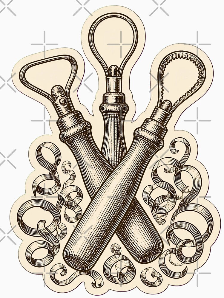 Trimming Tools Trio | Vintage Pottery Tools Ceramicist Dark Academia Print by StickyGuys
