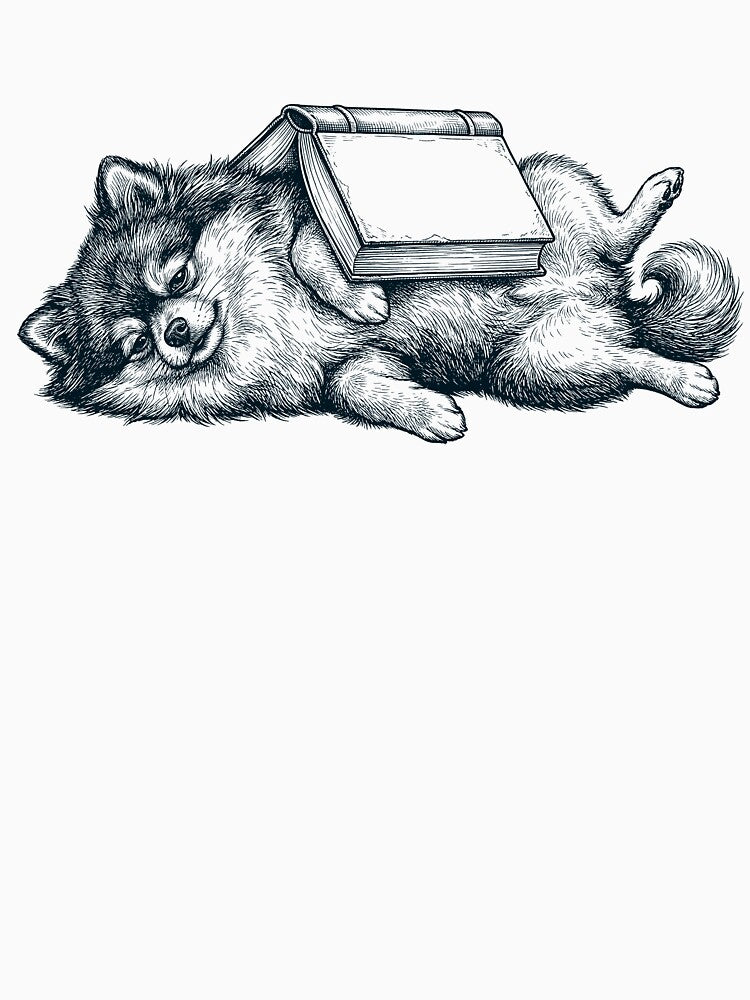 Funny Pomeranian Reading Book Nap Dog Lover by DoodleTortle