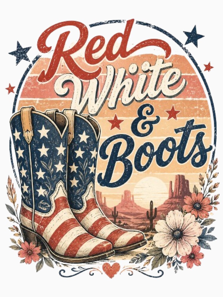 Red White & Boots Cowgirl Shirt – Patriotic Western 4th of July Design by AveniaOficial