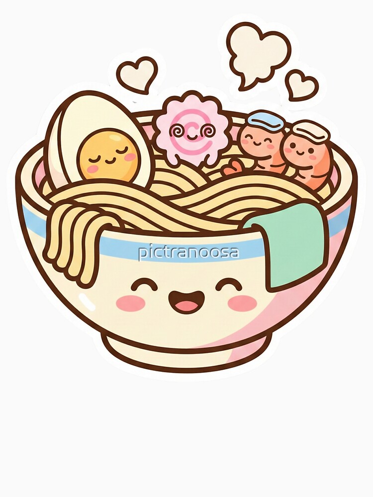 Cute Kawaii Ramen Bowl Illustration by pictranoosa